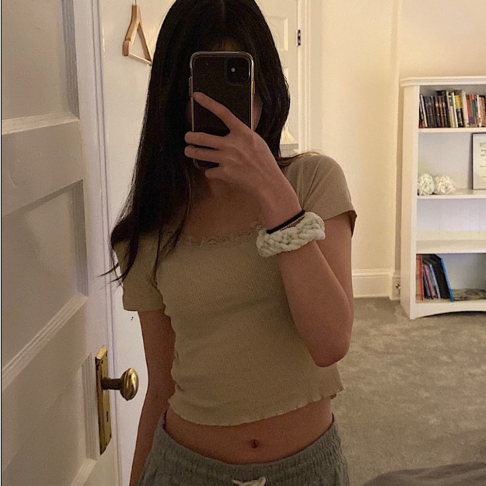 Laced ribbed crop top